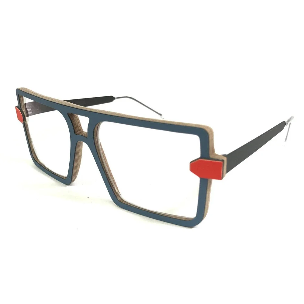 Nina Mur Eyeglasses Frames TETE A66 Blue Wave Soft Matte Wood Square 54-17-140